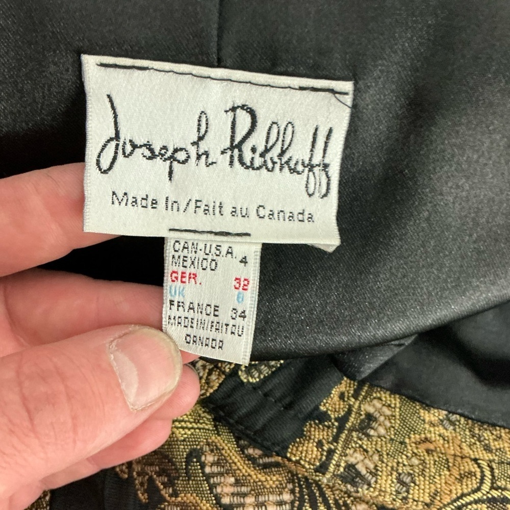 Joseph Ribkoff Vintage Paisley Bolero Jacket Black Gold Size 4 - Picture 6 of 7